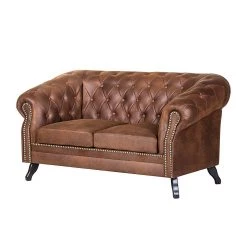 Ars manufacti Canapé Benavente (2 places) - Aspect vieux cuir marron