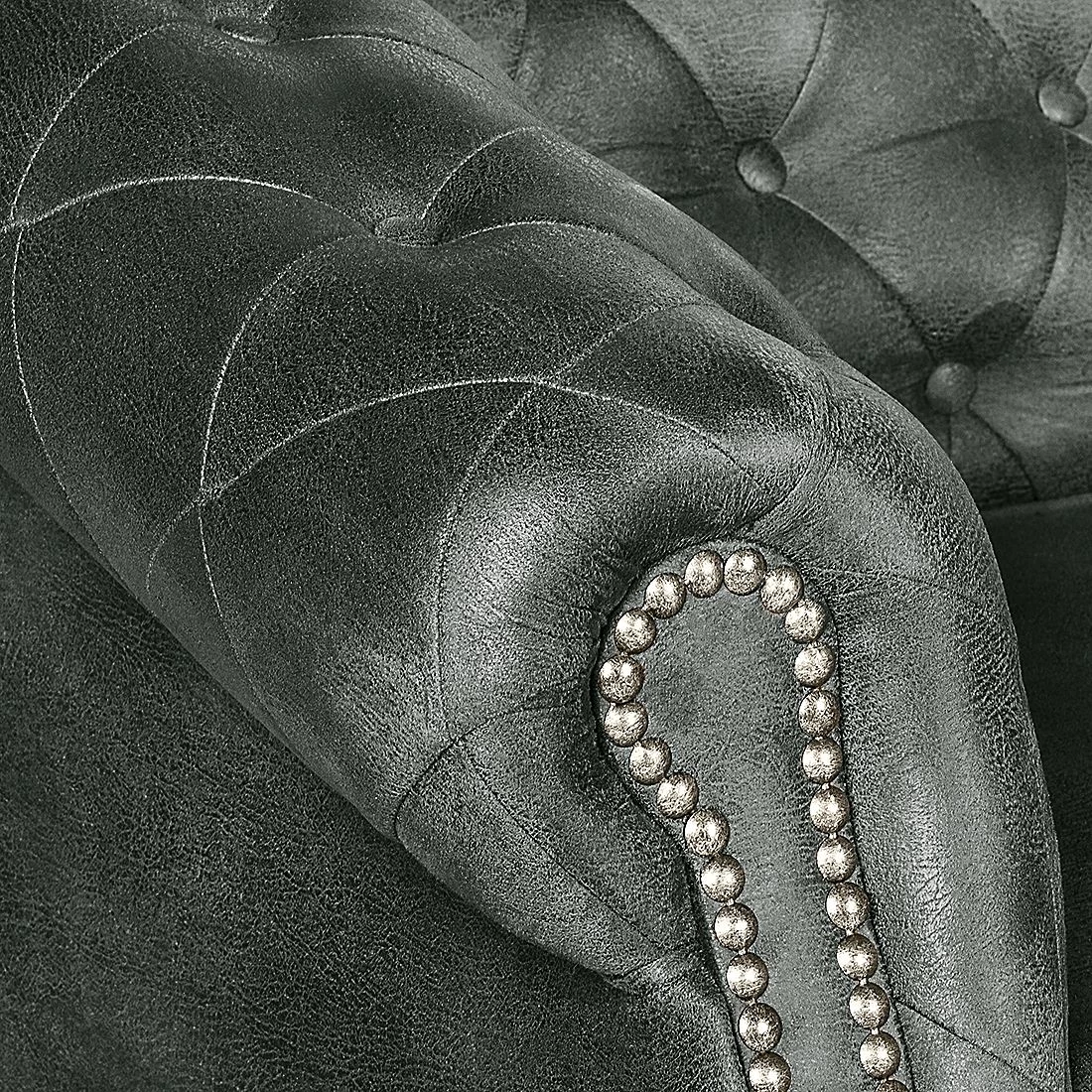 Ars manufacti Canapé Benavente (3 places) - Aspect cuir vieilli anthracite 8 Ars manufacti Canapé Benavente (3 places) - Aspect cuir vieilli anthracite – Image 8