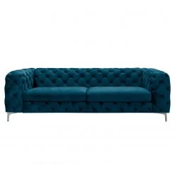 Jack & Alice Canapé Leominster II (3 places) - Velours Jila: Pétrole -Canapés Soldes Magasin sofa cayley 3 sitzer samt 5149720