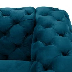 Jack & Alice Canapé Leominster II (3 places) - Velours Jila: Pétrole -Canapés Soldes Magasin sofa cayley 3 sitzer samt 5149736