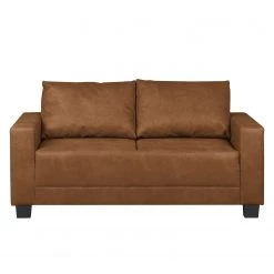 Loftscape Canapé Greenwood (2 places) - Aspect cuir vieilli - Microfibre Priya: Cognac -Canapés Soldes Magasin sofa greenwood 2 sitzer antiklederlook cognac 4493840