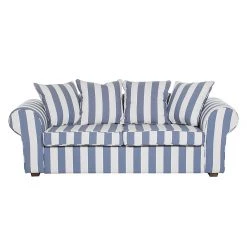 Maison Belfort Canapé Colmar (3 places) - Bleu -Canapés Soldes Magasin sofa livia 3 sitzer webstoff blau gestreift 309028