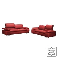 Fredriks Canapé Masca (2 places) - Cuir véritable rouge carmin -Canapés Soldes Magasin sofa masca 2 sitzer echtleder kaminrot 515468
