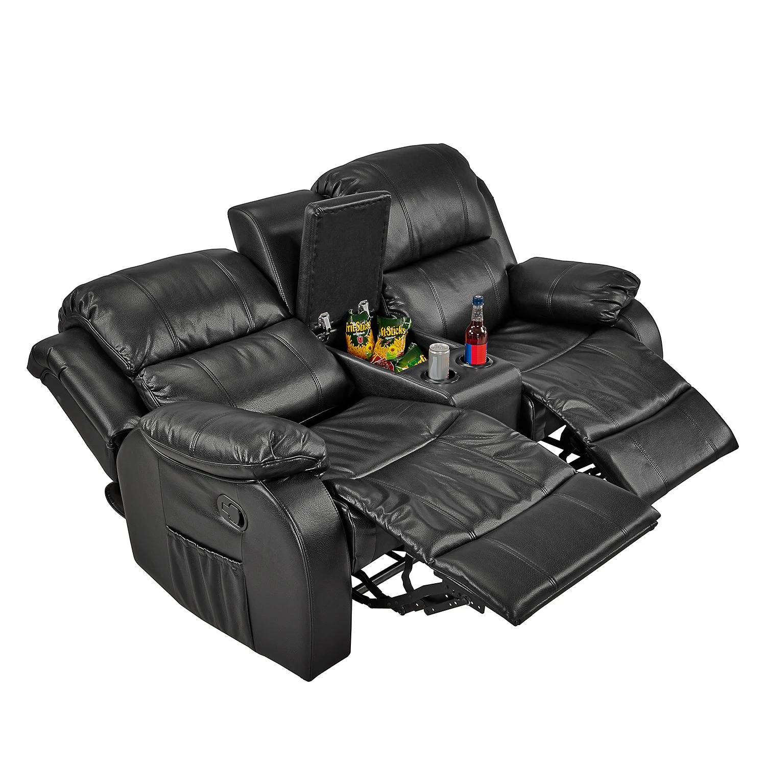 Modoform Fauteuil de cinéma Mendis (2 places) - Imitation cuir - Noir 6 Modoform Fauteuil de cinéma Mendis (2 places) - Imitation cuir - Noir – Image 6