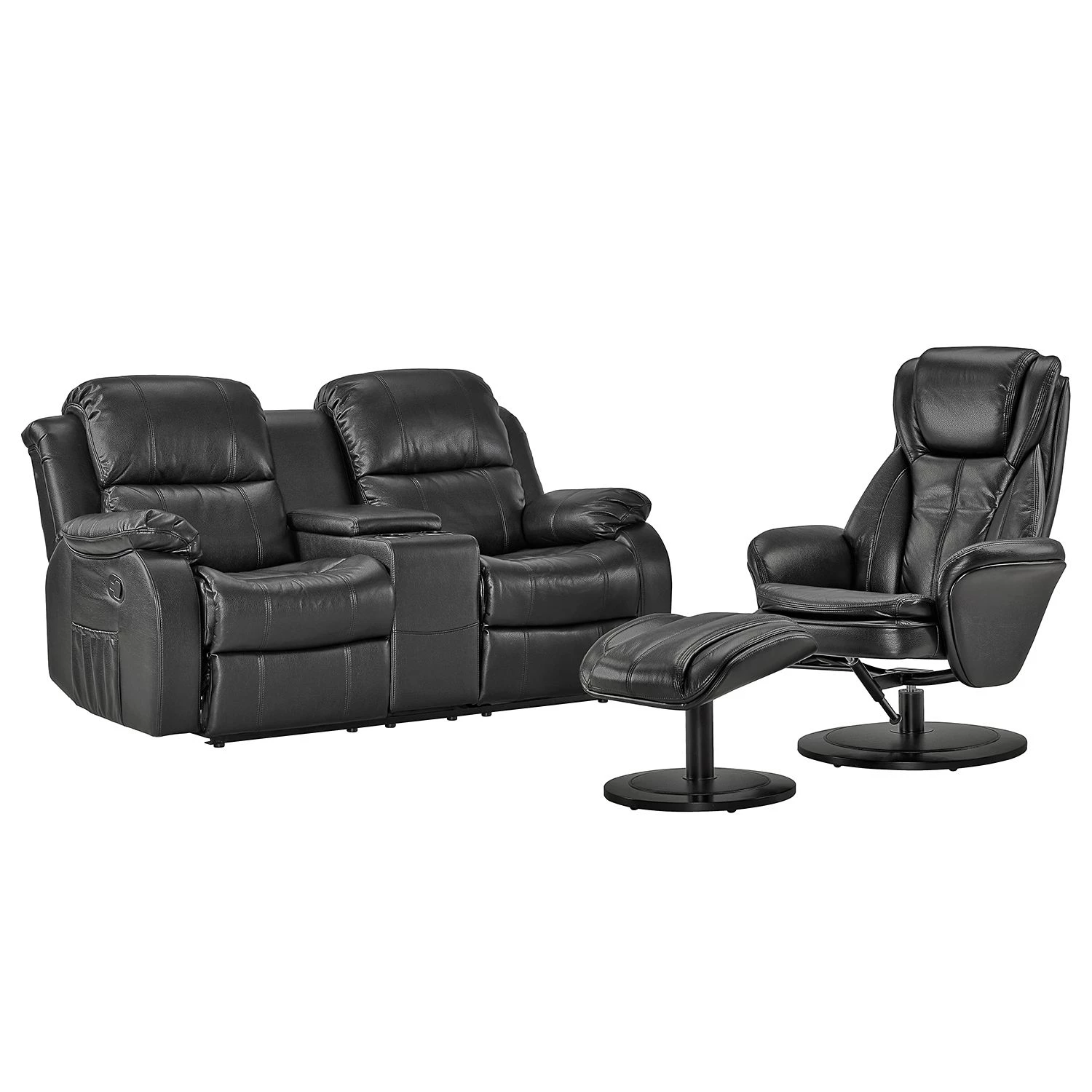 Modoform Fauteuil de cinéma Mendis (2 places) - Imitation cuir - Noir 7 Modoform Fauteuil de cinéma Mendis (2 places) - Imitation cuir - Noir – Image 7