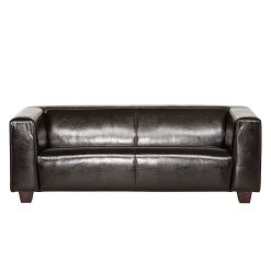 Maison Belfort Canapé Nespolo (3 places) - Cuir véritable / Cuir synthétique - Marron foncé -Canapés Soldes Magasin sofa nespolo 3 sitzer bycast echtleder dunkelbraun 254156
