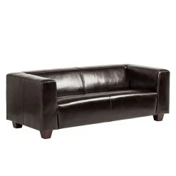 Maison Belfort Canapé Nespolo (3 places) - Cuir véritable / Cuir synthétique - Marron foncé