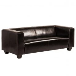 Maison Belfort Canapé Nespolo (3 places) - Cuir synthétique marron foncé -Canapés Soldes Magasin sofa nespolo 3 sitzer bycast kunstleder dunkelbraun 4576980