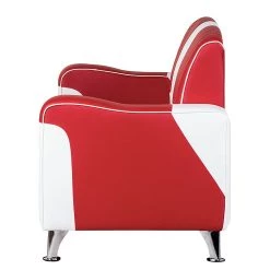 Studio Monroe Canapé Nixa (2 places) - Cuir synthétique - Rouge / Blanc -Canapés Soldes Magasin sofa nixa 2 sitzer kunstleder rot weiss 399219