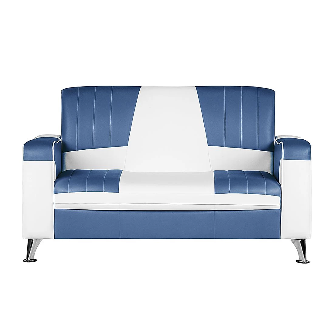 Studio Monroe Canapé Nixa (2 places) - Cuir synthétique - Blanc / Bleu foncé 2 Studio Monroe Canapé Nixa (2 places) - Cuir synthétique - Blanc / Bleu foncé – Image 2