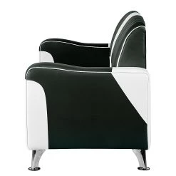Studio Monroe Canapé Nixa (3 places) - Cuir synthétique - Blanc / Noir -Canapés Soldes Magasin sofa nixa 3 sitzer kunstleder weiss schwarz 435890