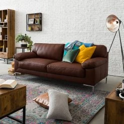 Ars manufacti Canapé Parlin (3 places) - Mocca -Canapés Soldes Magasin sofa parlin 3 sitzer echtleder mokka 5093960