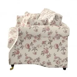 Maison Belfort Canapé Rosehearty (3 places) - Tissu - Crème / Rose -Canapés Soldes Magasin sofa rosehearty 3 sitzer webstoff creme rose 4191052