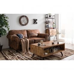 Ars manufacti Canapé Sombrero (3 places) - Cuir synthétique vieilli marron -Canapés Soldes Magasin sofa sombrero 3 sitzer antiklederoptik dunkelbraun 5092884