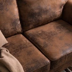 Ars manufacti Canapé Sombrero (3 places) - Cuir synthétique vieilli marron -Canapés Soldes Magasin sofa sombrero 3 sitzer antiklederoptik dunkelbraun 5092892