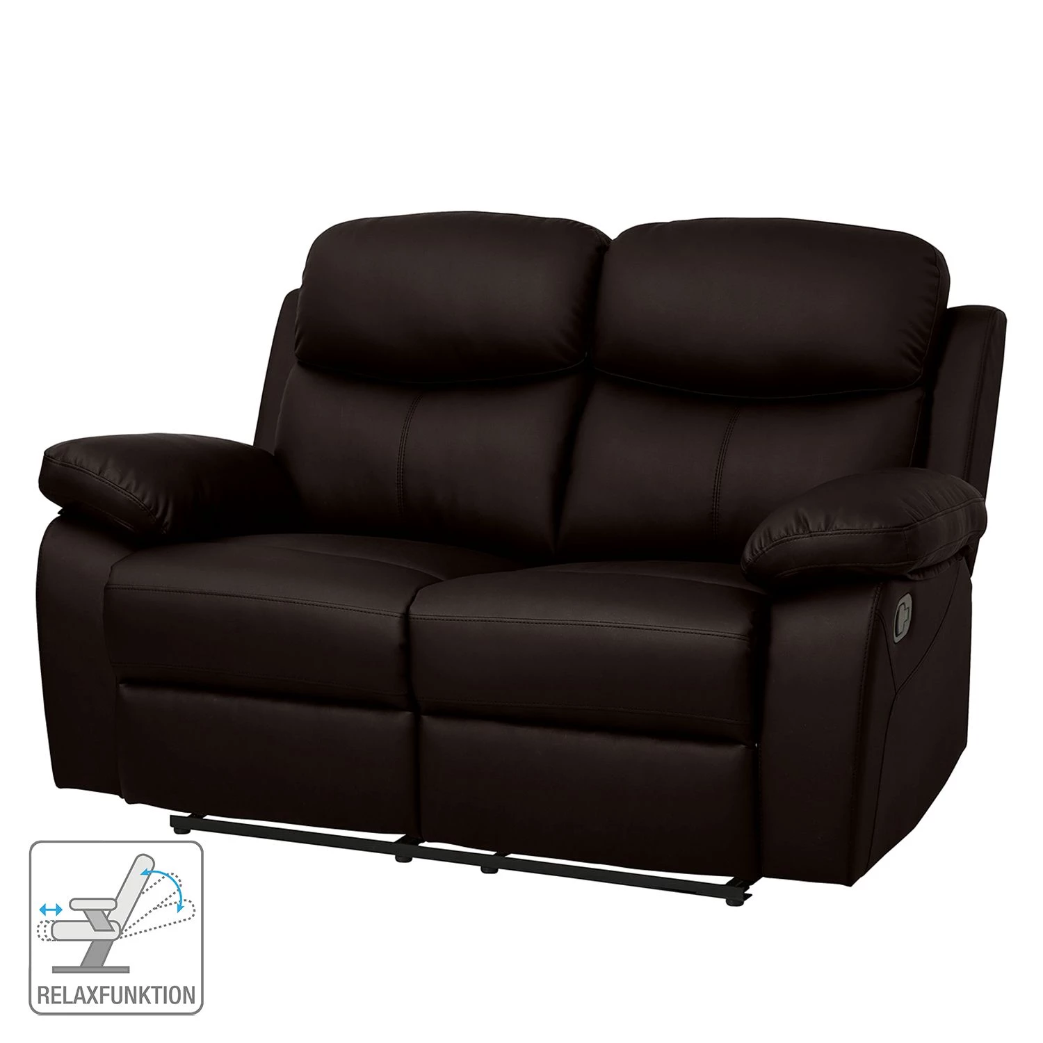 Modoform Canapé Tetchill (2 places) - Avec fonction relaxation - Imitation cuir - Marron foncé 2 Modoform Canapé Tetchill (2 places) - Avec fonction relaxation - Imitation cuir - Marron foncé – Image 2
