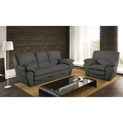 Modoform Canapé convertible Torsby - Cuir véritable anthracite -Canapés Soldes Magasin sofa torsby 3 sitzer echtleder anthrazit 4790128