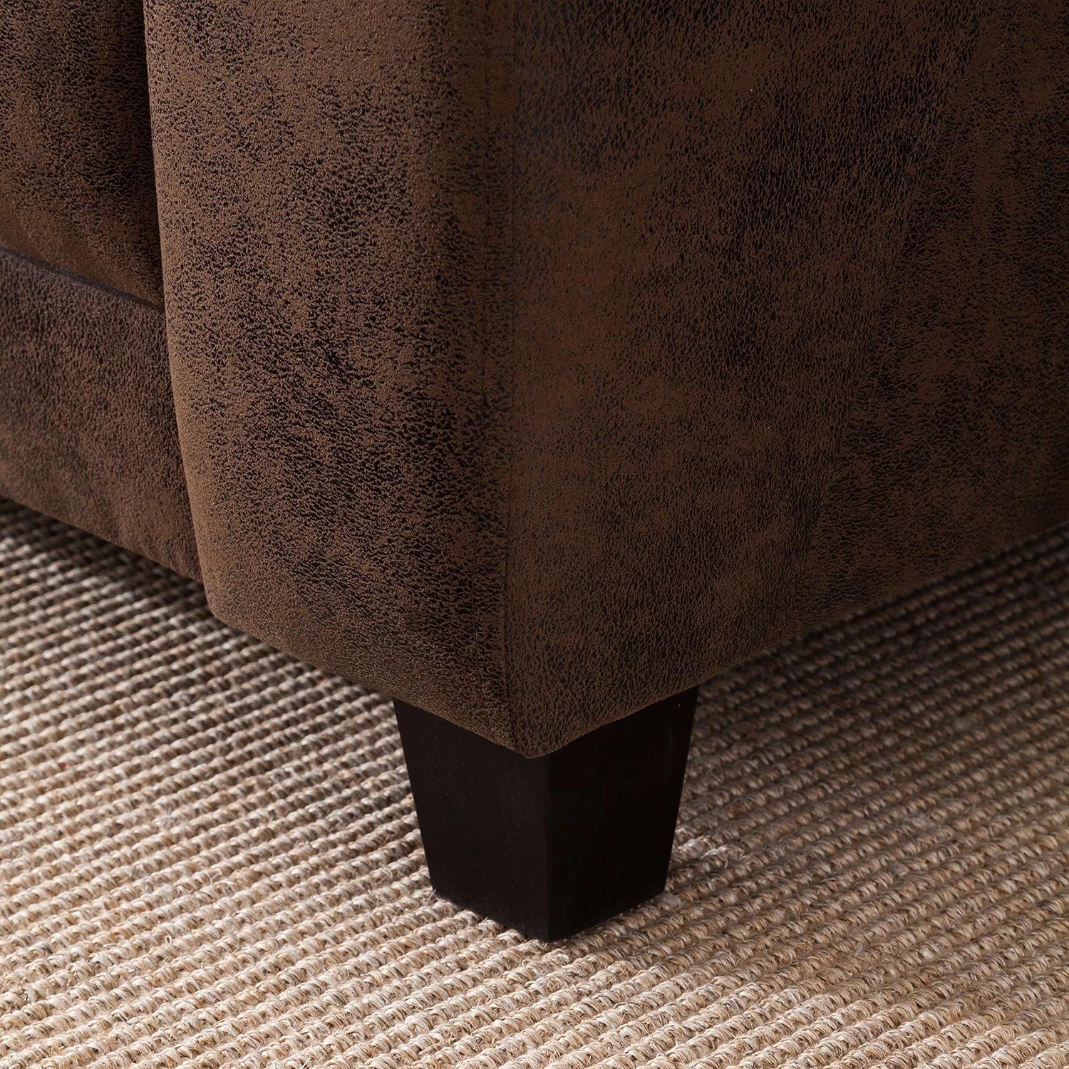 Ars manufacti Canapé Tullow (3 places) - Aspect vieux cuir marron foncé 7 Ars manufacti Canapé Tullow (3 places) - Aspect vieux cuir marron foncé – Image 7