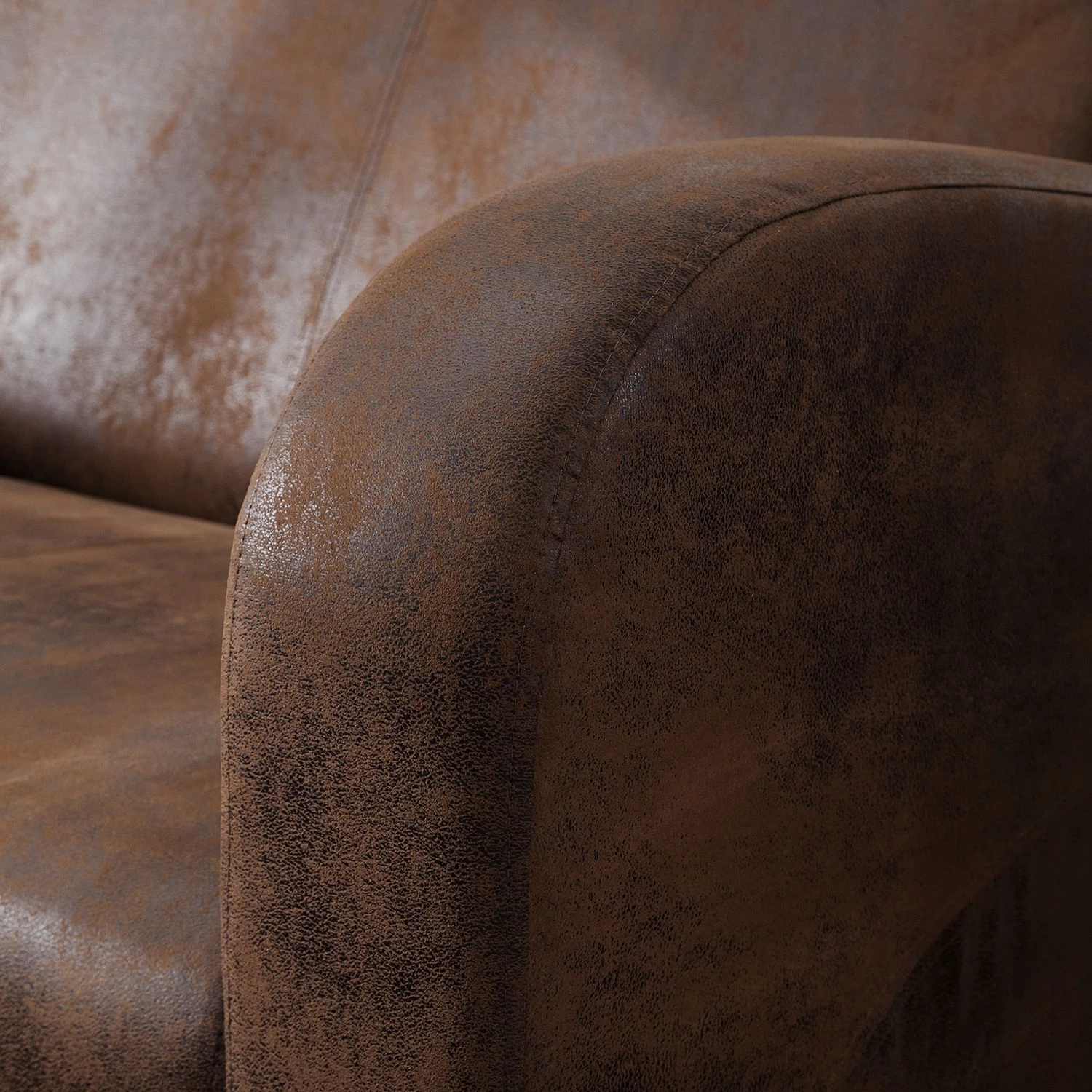 Ars manufacti Canapé Tullow (3 places) - Aspect vieux cuir marron foncé 9 Ars manufacti Canapé Tullow (3 places) - Aspect vieux cuir marron foncé – Image 9