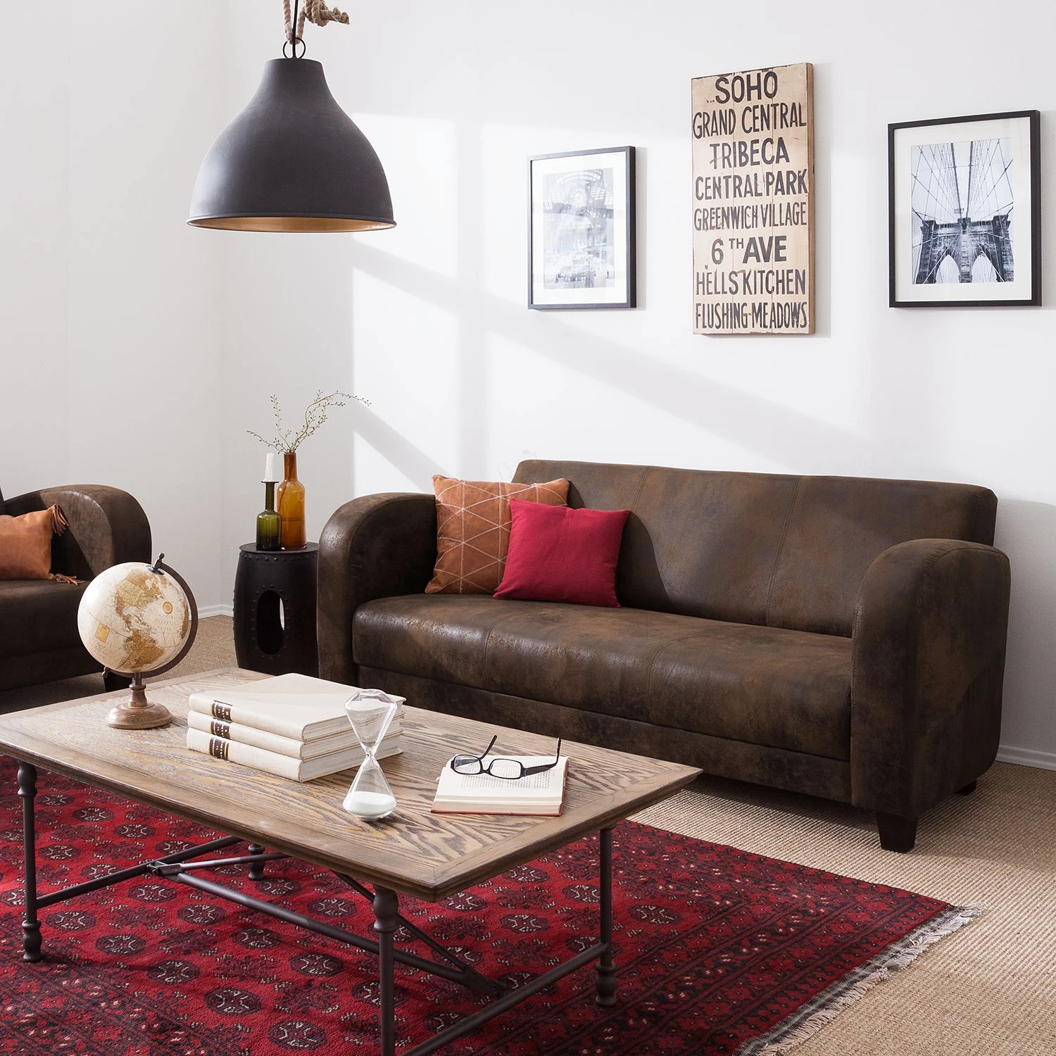 Ars manufacti Canapé Tullow (3 places) - Aspect vieux cuir marron foncé 3 Ars manufacti Canapé Tullow (3 places) - Aspect vieux cuir marron foncé – Image 3