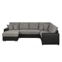 Roomscape Canapé panoramique Berrings - Convertible - Imitation cuir / Tissu structuré - Noir / Gris - Méridienne courte à gauche (vue de face) 36 Roomscape Canapé panoramique Berrings - Convertible - Imitation cuir / Tissu structuré - Noir / Gris - Méridienne courte à gauche (vue de face) -Canapés Soldes Magasin wohnlandschaft berrings mit schlaffunktion kunstleder strukturstoff schwarz grau longchair davorstehend links 3633505