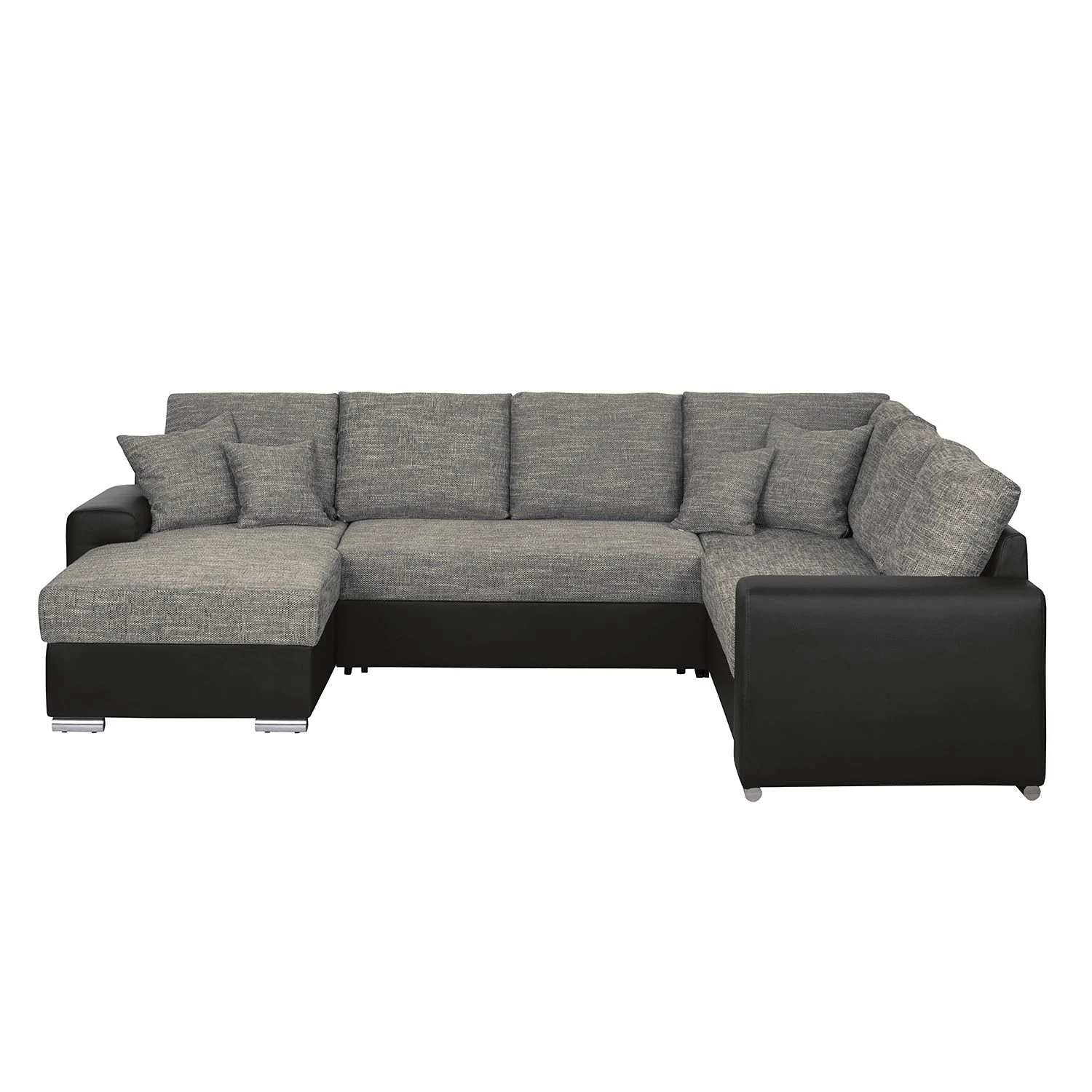 Roomscape Canapé panoramique Berrings - Convertible - Imitation cuir / Tissu structuré - Noir / Gris - Méridienne courte à gauche (vue de face) 6 Roomscape Canapé panoramique Berrings - Convertible - Imitation cuir / Tissu structuré - Noir / Gris - Méridienne courte à gauche (vue de face) – Image 6