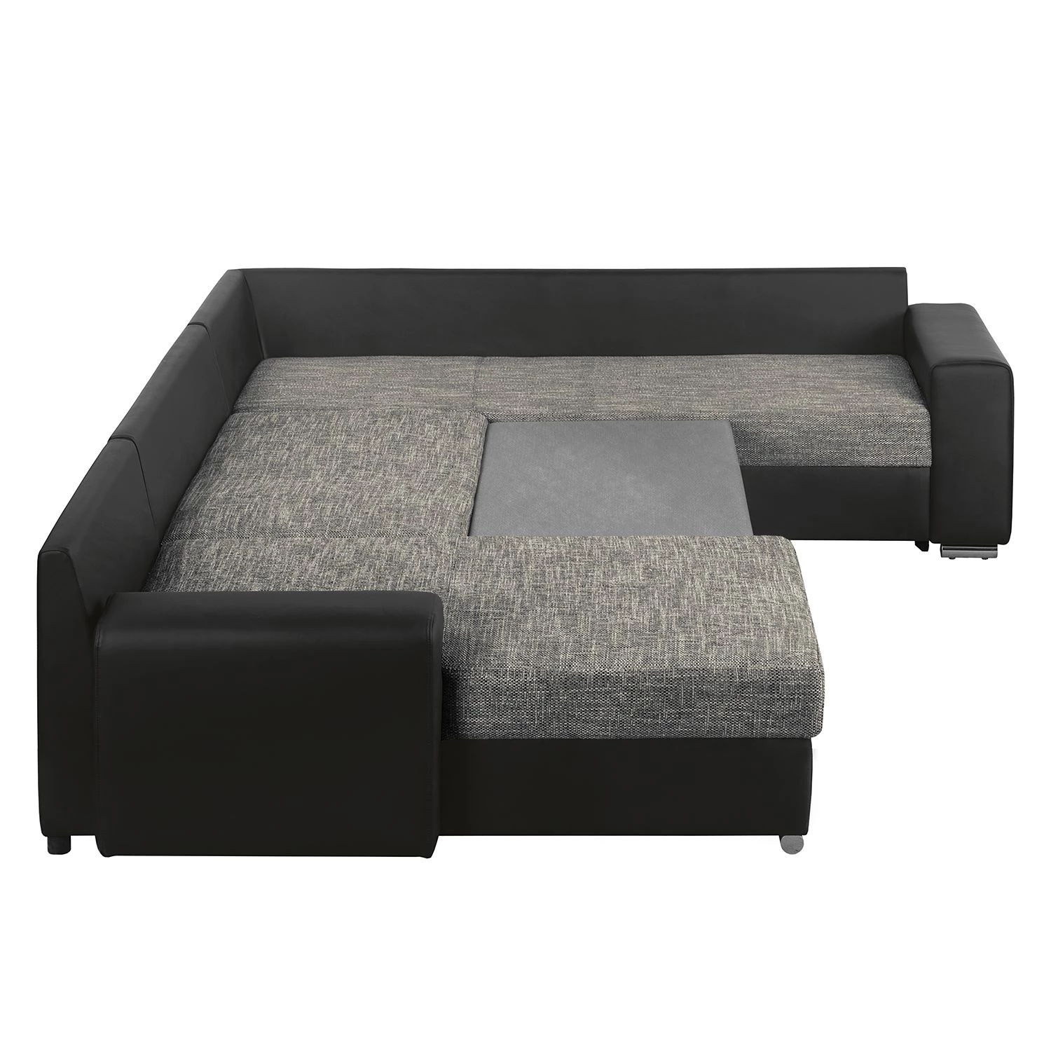 Roomscape Canapé panoramique Berrings - Convertible - Imitation cuir / Tissu structuré - Noir / Gris - Méridienne courte à gauche (vue de face) 10 Roomscape Canapé panoramique Berrings - Convertible - Imitation cuir / Tissu structuré - Noir / Gris - Méridienne courte à gauche (vue de face) – Image 10