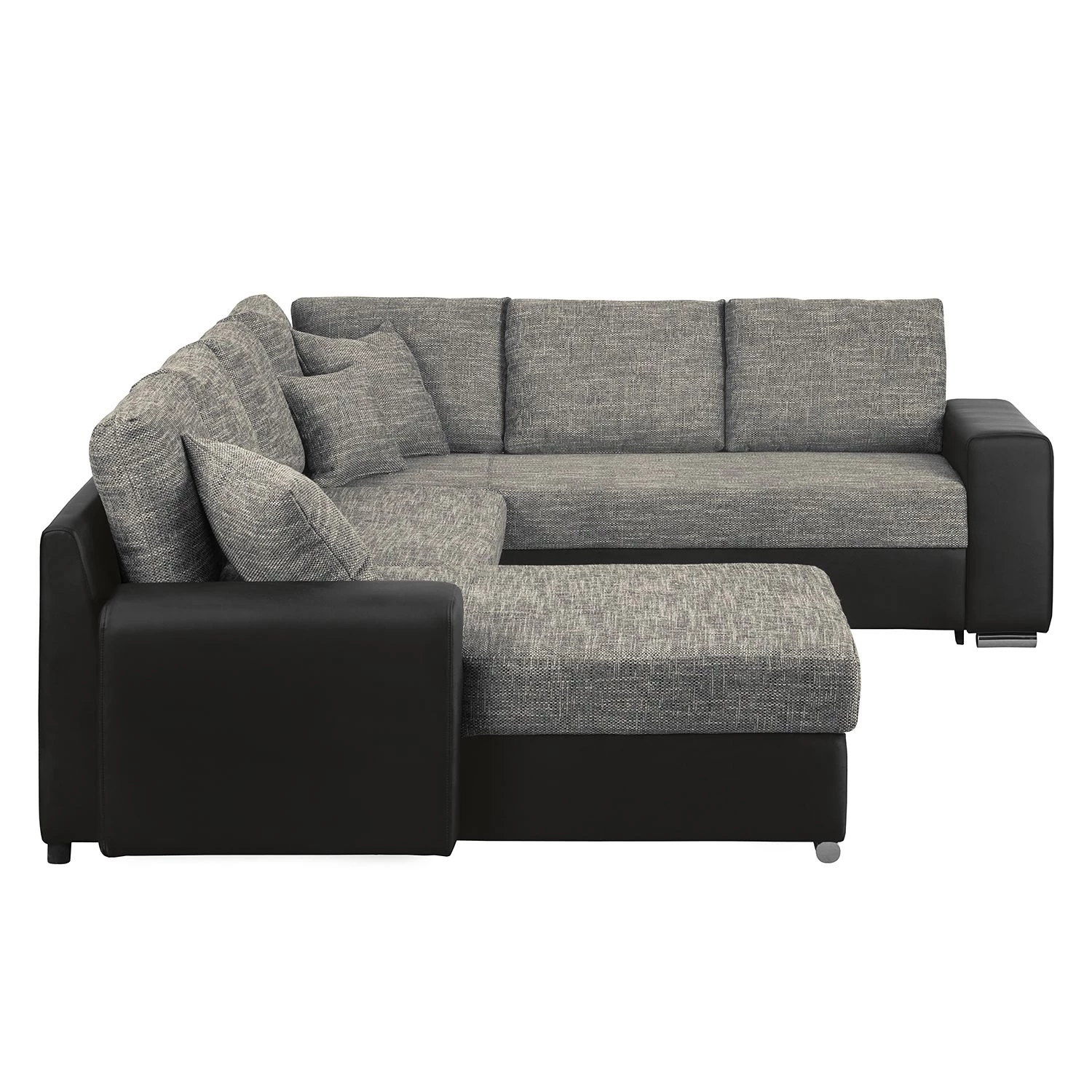 Roomscape Canapé panoramique Berrings - Convertible - Imitation cuir / Tissu structuré - Noir / Gris - Méridienne courte à gauche (vue de face) 8 Roomscape Canapé panoramique Berrings - Convertible - Imitation cuir / Tissu structuré - Noir / Gris - Méridienne courte à gauche (vue de face) – Image 8