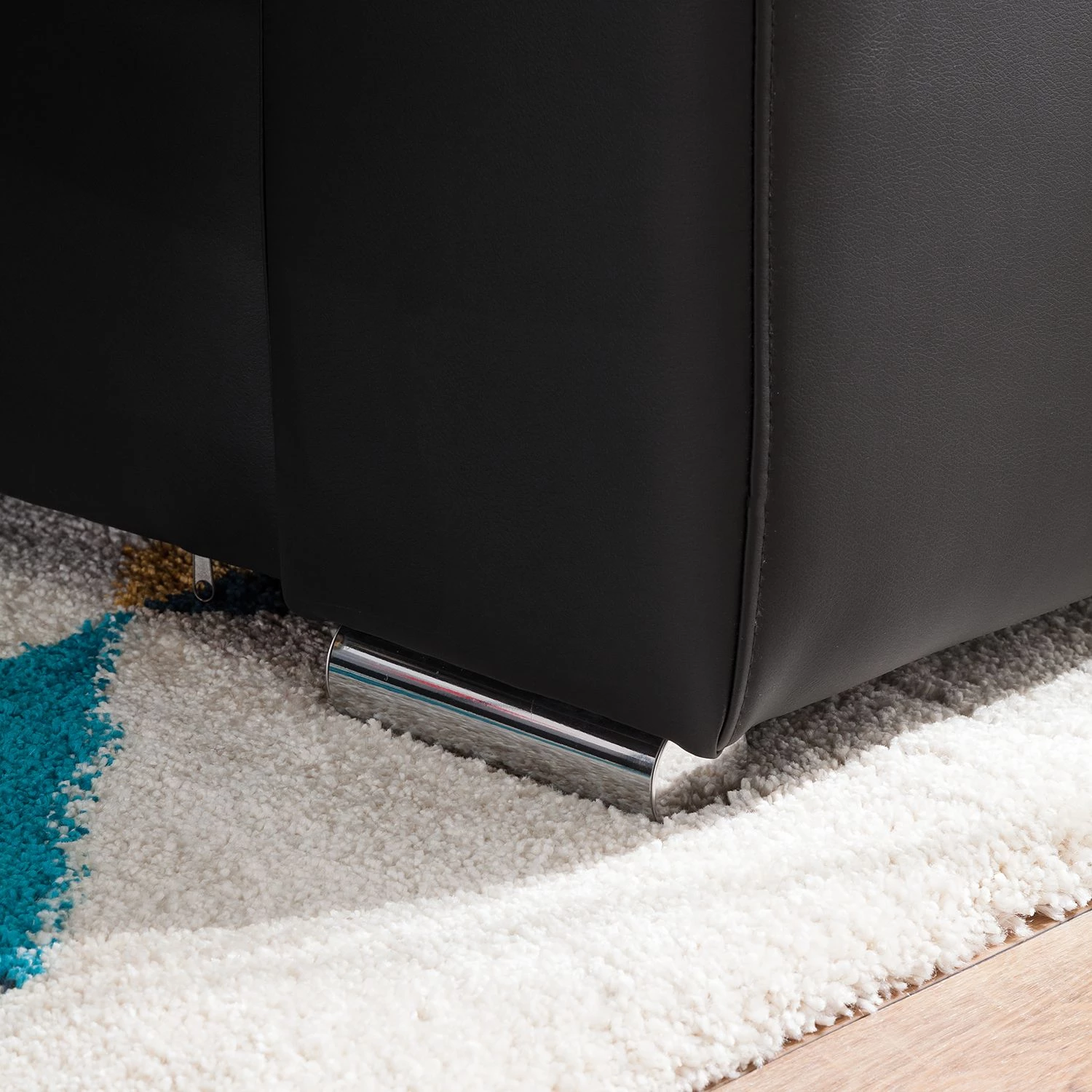 Roomscape Canapé panoramique Berrings - Convertible - Imitation cuir / Tissu structuré - Noir / Gris - Méridienne courte à gauche (vue de face) 17 Roomscape Canapé panoramique Berrings - Convertible - Imitation cuir / Tissu structuré - Noir / Gris - Méridienne courte à gauche (vue de face) – Image 17