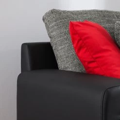 Roomscape Canapé panoramique Berrings - Convertible - Imitation cuir / Tissu structuré - Noir / Gris - Méridienne courte à gauche (vue de face) 45 Roomscape Canapé panoramique Berrings - Convertible - Imitation cuir / Tissu structuré - Noir / Gris - Méridienne courte à gauche (vue de face) -Canapés Soldes Magasin wohnlandschaft berrings mit schlaffunktion kunstleder strukturstoff schwarz grau longchair davorstehend links 4993832