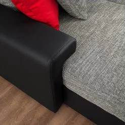 Roomscape Canapé panoramique Berrings - Convertible - Imitation cuir / Tissu structuré - Noir / Gris - Méridienne courte à gauche (vue de face) 44 Roomscape Canapé panoramique Berrings - Convertible - Imitation cuir / Tissu structuré - Noir / Gris - Méridienne courte à gauche (vue de face) -Canapés Soldes Magasin wohnlandschaft berrings mit schlaffunktion kunstleder strukturstoff schwarz grau longchair davorstehend links 4993836