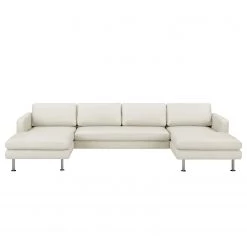 Fredriks Canapé panoramique Bivona II - Blanc perlé -Canapés Soldes Magasin wohnlandschaft bivona ii echtleder perlweiss 4187328