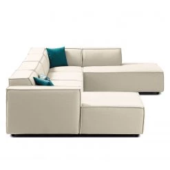 Canapé panoramique Kinx Tissu - Tissu Osta: Blanc vieilli - Méridienne courte à gauche / longue à droite (vue de face) -Canapés Soldes Magasin wohnlandschaft kinx webstoff longchair davorstehend links ottomane rechts stoff osta altweiss 4321116