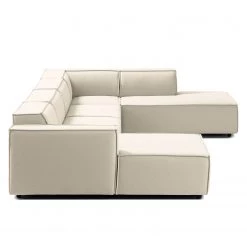 Canapé panoramique Kinx Tissu - Tissu Osta: Blanc vieilli - Méridienne courte à gauche / longue à droite (vue de face) -Canapés Soldes Magasin wohnlandschaft kinx webstoff longchair davorstehend links ottomane rechts stoff osta altweiss 4321120