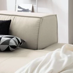 Canapé panoramique Kinx Tissu - Tissu Osta: Blanc vieilli - Méridienne courte à gauche / longue à droite (vue de face) -Canapés Soldes Magasin wohnlandschaft kinx webstoff longchair davorstehend rechts ottomane links stoff osta altweiss 4657680