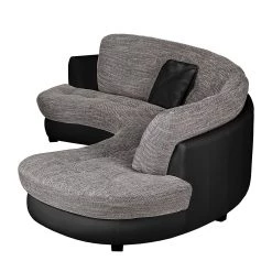 Roomscape Canapé d'angle Sabea - Noir / Gris clair -Canapés Soldes Magasin wohnlandschaft sabea kunstleder schwarz strukturstoff hellgrau 1755674