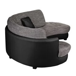 Roomscape Canapé d'angle Sabea - Noir / Gris clair -Canapés Soldes Magasin wohnlandschaft sabea kunstleder schwarz strukturstoff hellgrau 1755706