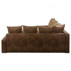 Mooved Canapé panoramique Sibenik (convertible) - Aspect cuir vieilli - Marron - Méridienne courte à droite / longue à gauche (vue de face) -Canapés Soldes Magasin wohnlandschaft sibenik antiklederoptik longchair davorstehend rechts ottomane links braun 4960364