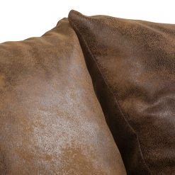 Mooved Canapé panoramique Sibenik (convertible) - Aspect cuir vieilli - Marron - Méridienne courte à droite / longue à gauche (vue de face) -Canapés Soldes Magasin wohnlandschaft sibenik antiklederoptik longchair davorstehend rechts ottomane links braun 4960408