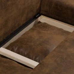 Mooved Canapé panoramique Sibenik (convertible) - Aspect cuir vieilli - Marron - Méridienne courte à droite / longue à gauche (vue de face) -Canapés Soldes Magasin wohnlandschaft sibenik antiklederoptik longchair davorstehend rechts ottomane links braun 4960412