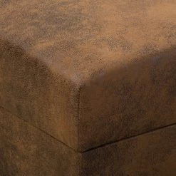 Mooved Canapé panoramique Sibenik (convertible) - Aspect cuir vieilli - Marron - Méridienne courte à droite / longue à gauche (vue de face) -Canapés Soldes Magasin wohnlandschaft sibenik antiklederoptik longchair davorstehend rechts ottomane links braun 4960416