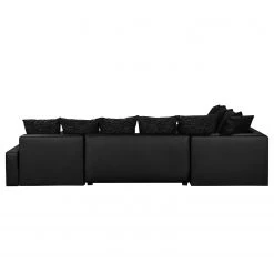 Fredriks Canapé panoramique Sibenik (convertible) - Imitation cuir / Tissu structuré - Anthracite - Méridienne courte à droite / longue à gauche (vue de face) -Canapés Soldes Magasin wohnlandschaft sibenik kunstleder strukturstoff anthrazit longchair davorstehend rechts ottomane links 4960116