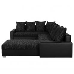 Fredriks Canapé panoramique Sibenik (convertible) - Imitation cuir / Tissu structuré - Anthracite - Méridienne courte à droite / longue à gauche (vue de face) -Canapés Soldes Magasin wohnlandschaft sibenik kunstleder strukturstoff anthrazit longchair davorstehend rechts ottomane links 4960124