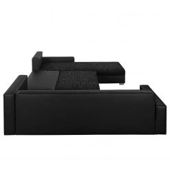 Fredriks Canapé panoramique Sibenik (convertible) - Imitation cuir / Tissu structuré - Anthracite - Méridienne courte à droite / longue à gauche (vue de face) -Canapés Soldes Magasin wohnlandschaft sibenik kunstleder strukturstoff anthrazit longchair davorstehend rechts ottomane links 4960136