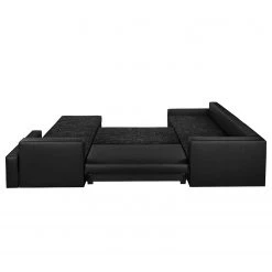 Fredriks Canapé panoramique Sibenik (convertible) - Imitation cuir / Tissu structuré - Anthracite - Méridienne courte à droite / longue à gauche (vue de face) -Canapés Soldes Magasin wohnlandschaft sibenik kunstleder strukturstoff anthrazit longchair davorstehend rechts ottomane links 4960144