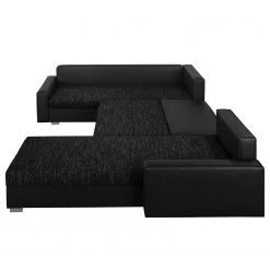 Fredriks Canapé panoramique Sibenik (convertible) - Imitation cuir / Tissu structuré - Anthracite - Méridienne courte à droite / longue à gauche (vue de face) -Canapés Soldes Magasin wohnlandschaft sibenik kunstleder strukturstoff anthrazit longchair davorstehend rechts ottomane links 4960156