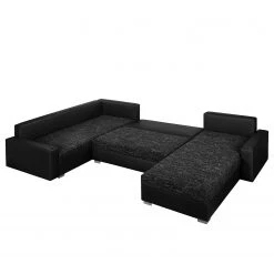 Fredriks Canapé panoramique Sibenik (convertible) - Imitation cuir / Tissu structuré - Anthracite - Méridienne courte à droite / longue à gauche (vue de face) -Canapés Soldes Magasin wohnlandschaft sibenik kunstleder strukturstoff anthrazit longchair davorstehend rechts ottomane links 4960164