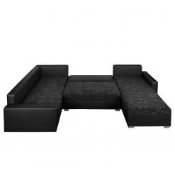 Fredriks Canapé panoramique Sibenik (convertible) - Imitation cuir / Tissu structuré - Anthracite - Méridienne courte à droite / longue à gauche (vue de face) -Canapés Soldes Magasin wohnlandschaft sibenik kunstleder strukturstoff anthrazit longchair davorstehend rechts ottomane links 4960172