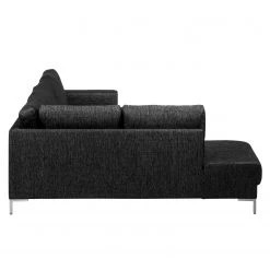 Fredriks Canapé panoramique Summer - Tissu Madu: Noir - Méridienne courte à droite / longue à gauche (vue de face) -Canapés Soldes Magasin wohnlandschaft summer i webstoff longchair davorstehend rechts ottomane links schwarz 4041860