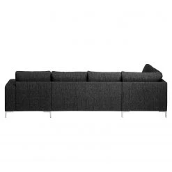 Fredriks Canapé panoramique Summer - Tissu Madu: Noir - Méridienne courte à droite / longue à gauche (vue de face) -Canapés Soldes Magasin wohnlandschaft summer i webstoff longchair davorstehend rechts ottomane links schwarz 4041864